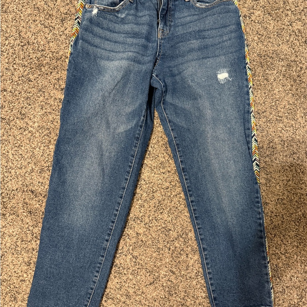 Knox Rose Denim Jeans with Colorful Side Stripes